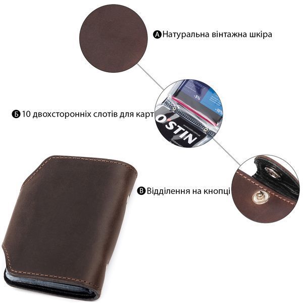 Візитниця вертикальна Shvigel 13908 шкіряна Коричнева 13910 фото