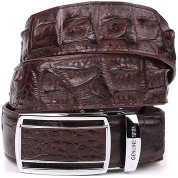 Ремінь-автомат CROCODILE LEATHER 18235 з натуральної шкіри крокодила (каймана) Коричневий 18236 фото