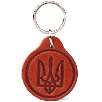 Брелок із тисненням герба України з натуральної шкіри Shvigel 55000 Світло-коричневий 55000 фото
